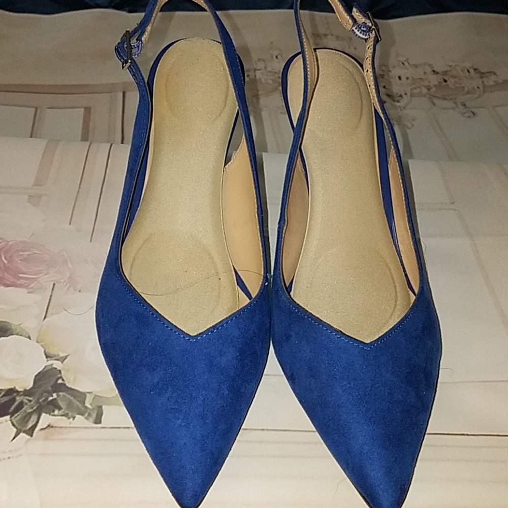 Royal blue sling back shoes